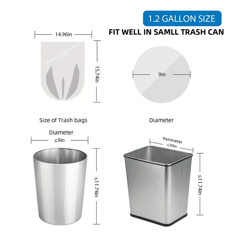 1.2 Gallon Small Biodegradable Trash-Bag Mini-Garbage-Bags - White Compostable 200