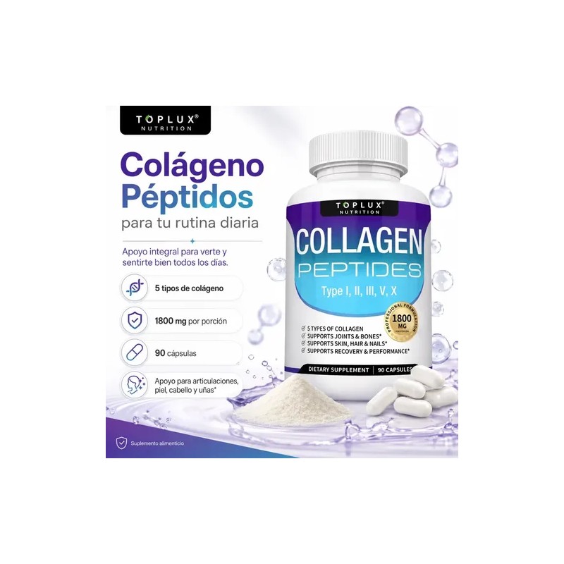 Multicolágeno 5 Tipos 1800 Mg Péptidos 90 Cápsulas