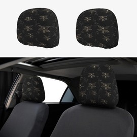 Yiohaha Elegant Bees 2 Pack Headrest Covers Seat Cover Accessories Car Headrest Protector Universal Fit to All Car/Truck