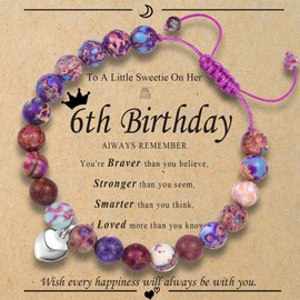OAVOOK Birthday Gifts for 6 Year Old Girls 6th Bead Bracelet Sweet Heart for Daughter/Granddaughter/Niece/Friends