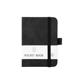 Nayubo A7 Pocket Notebook for Writing 200 Pages Portable Small Journal Notebook with Elastic Strap and Pen Holder Mini Notepad for Work Travel Daily Journal (Black)