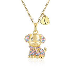 Aueoero Dog Lovers Gifts for Girls, Mom, Women, Gold Plated Birthstone Necklaces Pendant, Birthday, Christmas Gift (Gold Plated, L)