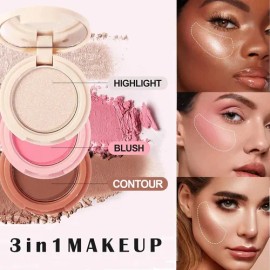 Trío Maquillaje Rostro Iluminador Rubor Y Contorno                                                                                                    