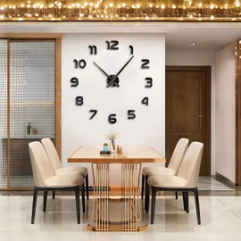 FASHION in THE CITY 3D DIY Mirror Surface Wall Clock Big Size Wall Decorative Clocks Silent Non Ticking Movement Clocks