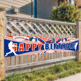 Baseball Happy Birthday Banner Baseball Birthday Party Yard Sign Decorations Baseball Yard Banner for Baseball Birthday Party Supplies Sport Themed Party Backdrop Photo Booth