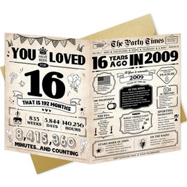 Sweet 16th Birthday Card, Jumbo 16th Birthday Card for Girls, Funny 16 Birthday Party Card for Daughter Niece Granddaughter, Happy 16 Year Old Birthday Gifts Ideas, Sixteen Party Decorations (16th)