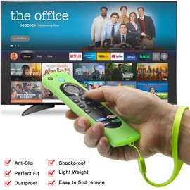 [2 Stück] Universal Firestick Fernbedienung Cover (leuchtet im Dunkeln) kompatibel mit Firestick 4K / Lite Sprachfernbedienung mit Umhängeband (grün & blau) (NICHT für Firestick 4K Max)
