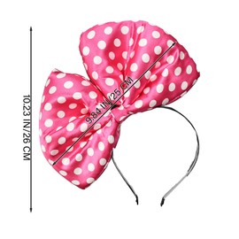 Poememgi Satin Huge Hair Bow Headband with Dots, Large Party Festival Hairband for Women Girls (satin hotpink&dot)