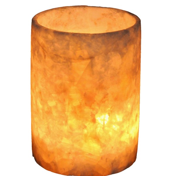 CraftsOfEgypt Single White Alabaster Candle Holder - Egyptian Tealight and Votive Candles Holders with Amber Glow for Home Décor - Natural Stone Soothing Tranquil