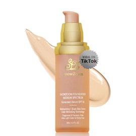 Snowzoom Forever 4-in-1 Makeup Foundation SPF 50+ – Full Coverage, Color Adaptive, Hydrating & Long-Lasting for Sensitive Skin, Medium to Light Shade (Medium Spectrum, 1.2 oz)