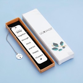 10 Year Anniversary Tin Gifts for Her Him - 10th Anniversary Bookmark for Women Men Cute Ten Years Anniversarys Wedding Gift for Wife Husband Gifts for Couples Who Have Everything