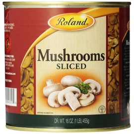 Roland Foods Canned Sliced Button Mushrooms, 16 Ounce Can, Pack of 4