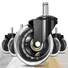 Soontrans Office Chair Wheels 10mm Stem, Compatible with IKEA Chairs ONLY, 3/8" Replacement Rubber Chair Casters, Set of 5, Desk Chair Caster Wheels Protection for Hardwood Floors Carpet