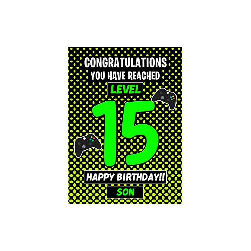 15th Level Gamer Birthday Card (Son)