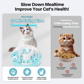 PAWISE Interactive Cat Puzzle Feeder,Adjustable Slow Feeder Toy for Indoor Cats, Non-Slip, Food-Safe Cat Enrichment Toys,Food Treat Dispenser,Mental Stimulation Toys for Bored Cats