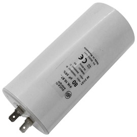 Lumonic Starting Capacitor 416.10.87 A [Including Plug 6.3 x 0.8 mm] | Motor Capacitor 80µF 400V 55 x 120 mm I Capacitor in Insulated Plastic Housing