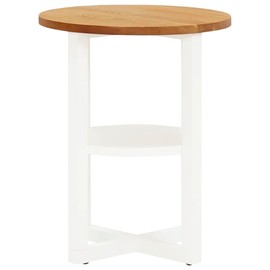 CHARMMA Lamp Table Oak and White Solid Oak Wood,MDF,Solid Acacia Wood,End Tables-289216
