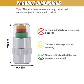 ZIMISI 12PCS Car Tire Pressure Monitor Valve Stem Caps, Tire Pressure Monitor Sensor Indicator with 3-Color Eye Alert, 2.4Bar 36PSI Valve Stem Cap for Car, Truck, SUV, Motorcycle (Silver)