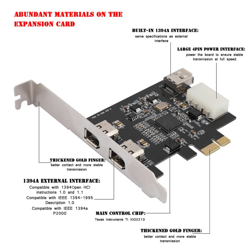 PCI -E 1X to 3-port 1394A (2 out of 1)