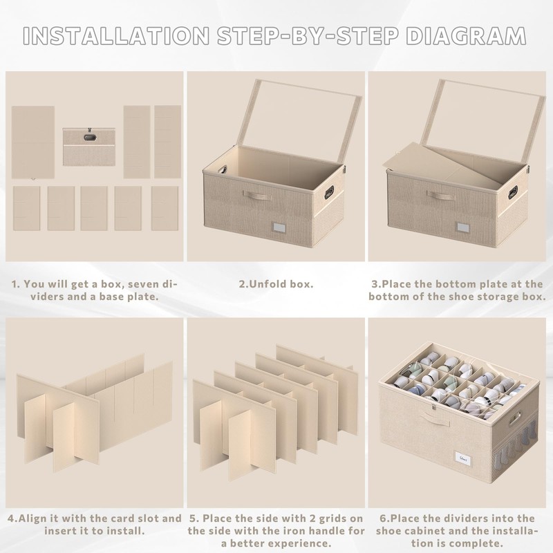 Shoe Organizer for Closet, Shoe Box Storage Containers Fit 18
