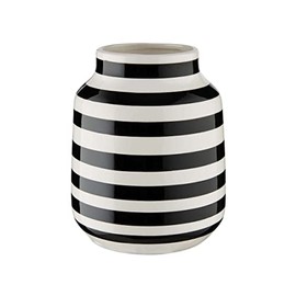 BUTLERS Ceramic Vase with Stripes in Black and White Malika Charming Decoration for Living Room and Table Decoration Flower Vase for Tulips, Roses, Pampas Grass or Dried Flowers