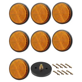 WUNZILO Pack of 8 round rear reflectors, cat's eye reflectors, 58 mm cat's eye pendants, screw-on cat's eye side spotlights, trailer reflector for cars, trailers and trucks (yellow)