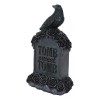 Gothic Raven Crow Perching On Black Roses Graveyard Tomb Headstone