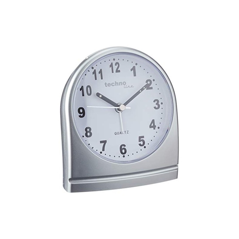 Technoline Quarzwecker Modell SL, silber, analog, schleichender Sekundenzeiger, Belecuhtung, nachtleuchtende