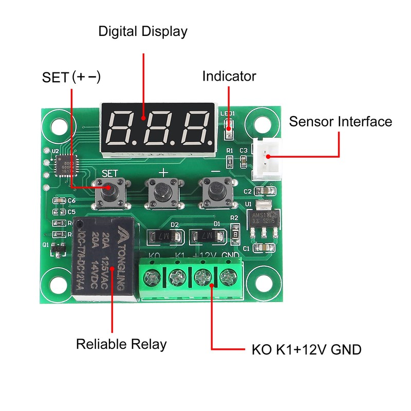 AOICRIE 1 x W1209 Digital Temperature Controller, 12 V DC
