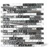 Elephantile Black & White Glass Linear Tile for Kitchen Backsplash