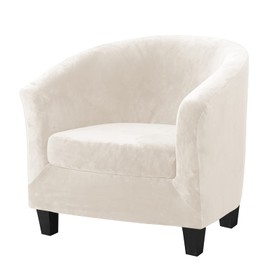 Mingfuxin 2 Pieces Tub Chair Covers，Upgraded 2 IN 1 Design Stretch Velvet Armchair Sofa Slipcover with Cushion Cover, Non Slip Club Bucket Chairs Sofa Couch Covers Slipcovers(Upgraded-Beige, Velvet)