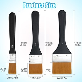 GIDWRIY Set of 3 Acrylic Brushes, Wide Nylon Brush, Acrylic Paints, Painting Brush Set, Artist Brush, Flat Acrylic Paint Brush Set, Oil Paint Brush Set, Flat Bristle Brush, Oil Painting Brush, Drawing