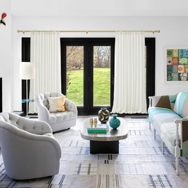 Gold Extra Long Curtain Rods 120 Inch to 170 Inch for Windows, 1 Inch Adjustable Heavy Duty Long Curtain Rods Set, Easy to Install with 3 Brackets, Suitable for Bedroom, Outdoor.