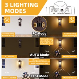 Lamomo Outdoor Wall Sconce, 2 Pack Dusk to Dawn Motion Sensor Light Fixtures, Exterior Aluminum Waterproof Porch Lights for Patio Front Door Garage- Bronze