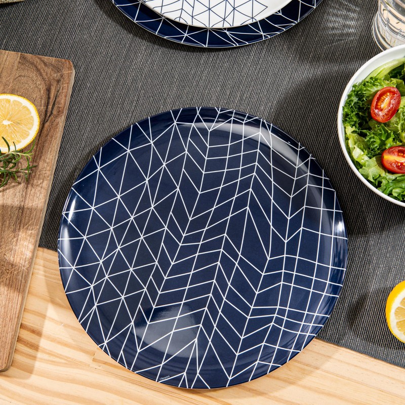 Bzyoo 12-Piece Melamine Dinnerware Set - Spidy | Lightweight, Durable,