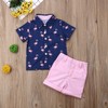 Baby Kids Boy Gentleman Suits, Flamingo Printed Button Down Shirt