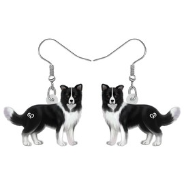 DUOWEI Acrylic Border Collie Dog Earrings Cute Pet Dog Dangle Jewellery for Women Ladies Girls Lovers Gifts, Acrylic, No Gemstone