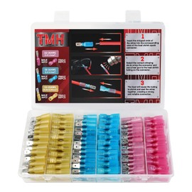 TMH 180 PCS Heat Shrink Spade Connectors AWG 22-10 Electrical Wire Connectors - Female and Male Spade Terminals for Watercraft, Electronics, Automotive Crimp Connectors