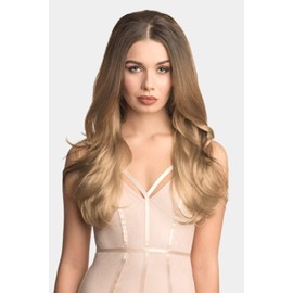 Brown/blonde ombre half wig, layered, wavy: Adeline