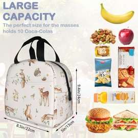 Watercolor Animals,Deer Hedgehog Fox Bunny Squirrel Forest Lunch Box,Insulated Lunch Bag for Girls Boys,Reusable Lunch Box for Kids Adults School Student Work Picnic Travel