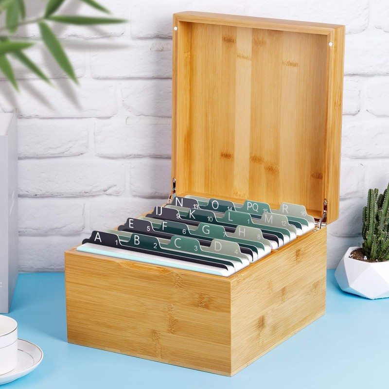 MaxGear Index Card Holder, 5 x 8 Inch Wooden Business