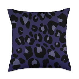 Blue Black Print Leopard Cheetah Animal Print Blue Black Cheetah Leopard Print Animal Skin Cute Trendy Throw Pillow, 18x18, Multicolor
