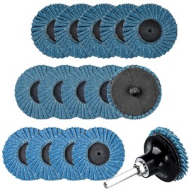 Mesee 15Pcs 2 Inch Roll Lock Flap Disc Kit, 40/60/ 80Grit Quick Change Flap Grinding Wheel with 1/4 Inch Shank Disc Pad Holder Die Grinder Sanding Abrasive Discs for Surface Conditioning Rust Removal