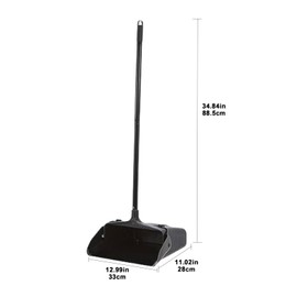 Primero Basic Pivoting Upright Dust Pan with Long Handle and Wheels, Large Capacity, Heavy Duty Commercial Dustpan for Indoor Outdoor Use, Standing Dust Pan for Home and Restaurant Cleaning, Black