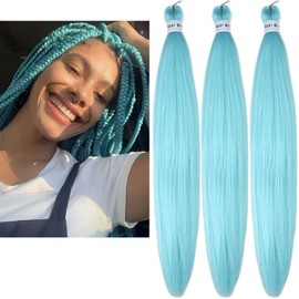 Mint Braiding Hair Pre Stretched Teal Braid in Hair Extensions for Girls
