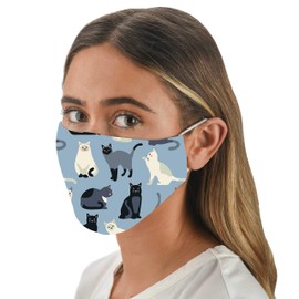 Snoozies 3-Layer Washable Face Mask w Filters & Nose Bridge - Multi Kitties