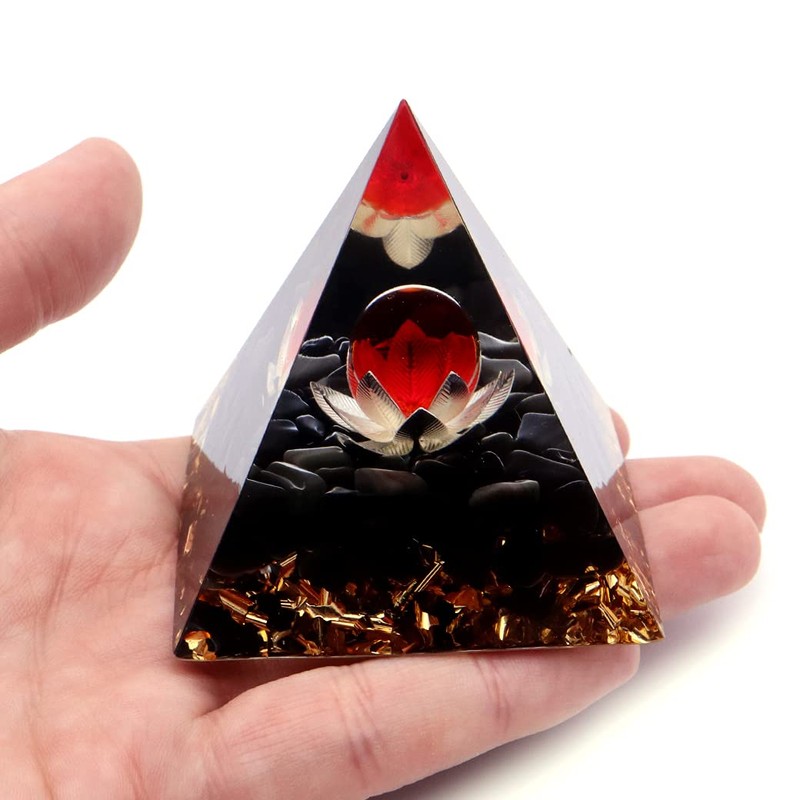 Gold Stone Orgonite Pyramid Figurine Natural Stone Power Stone Purifying