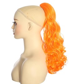 YUDAOHAIR 8 Inch Ponytail Extension Freedom Curl Clip In Curly Wavy Ponytail Extensions Drawstring Short Ponytail Hairpiece Orange Synthetic Hair Pieces for Women