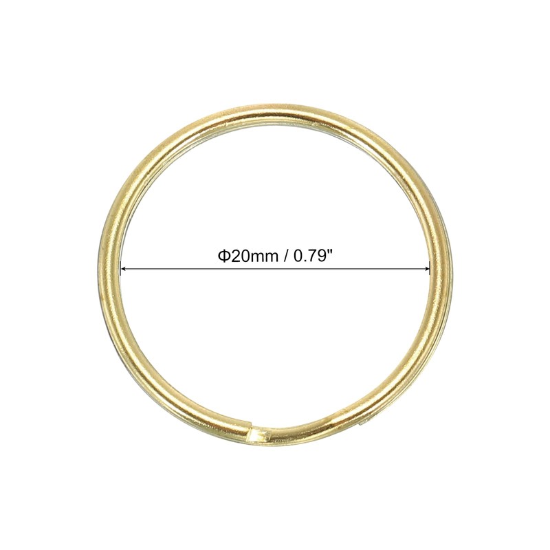 PATIKIL Flat Split Rings, 50Pcs 0.8"/20mm Diameter Pure Brass Flat