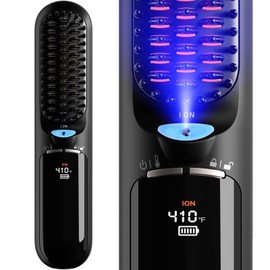 Travel Hair Straightener, Portable Cordless Hair Straightening Brush, Safety Lock, 300 Million Negative Ions for Hair Care, 30 Seconds Heating Lightweight Mini Hair Straightening Comb, Gift for Women